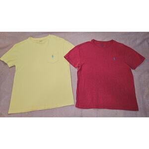 Lot of 2 Men's Polo Ralph Lauren Classic Fit Cotton T-Shirts Red & Yellow Size S